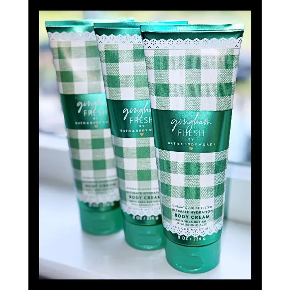 Bath & Body Works Gingham Fresh 8 oz Ultimate Hydration Body Cream x3